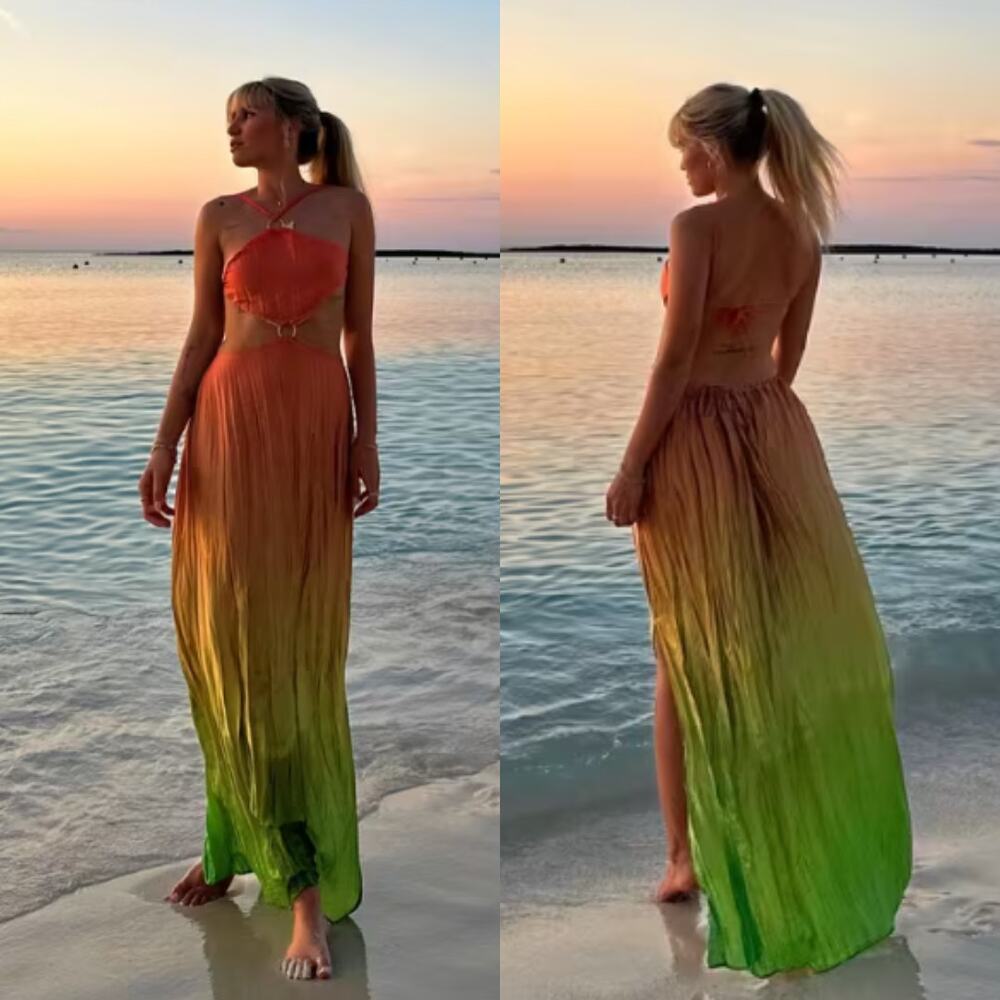 Baobab Collection Orange and Green Maxi Dress - Picture 4 of 16